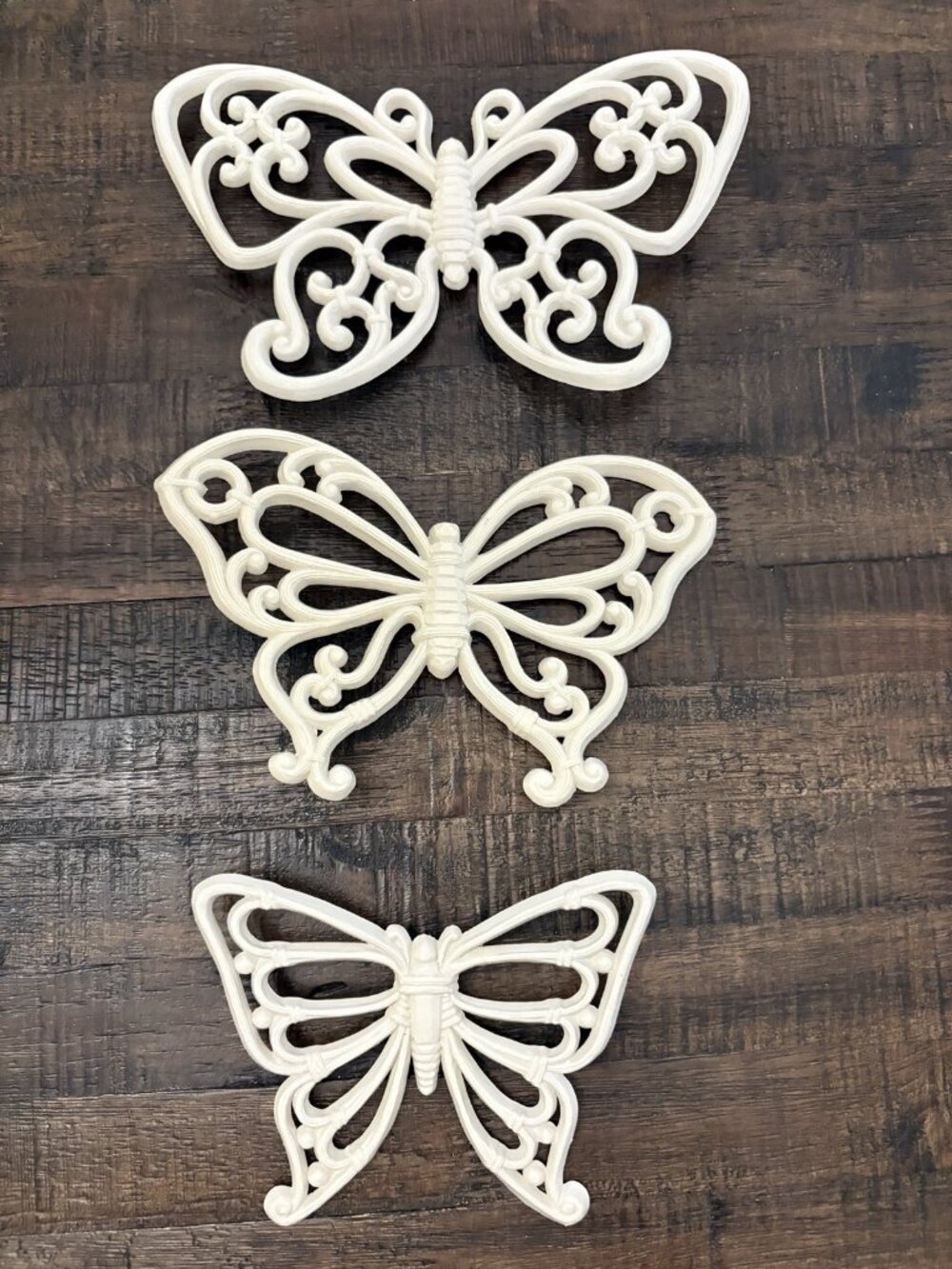 Vintage HOMCO  Butterflies Plastic Wall Decor Hangings Set Of 3